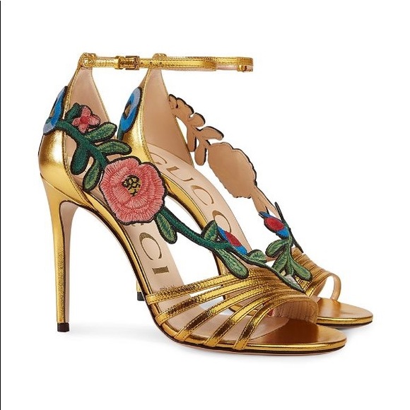 Gucci Shoes - Gucci Ophelia Floral Leather Sandals